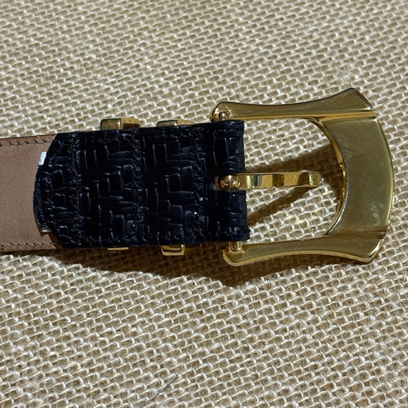 Mezlan Men's Leather Dress Belt Black Made in Spain Sz 40 2-Tone Buckle 1¼" Wide - Picture 7 of 13